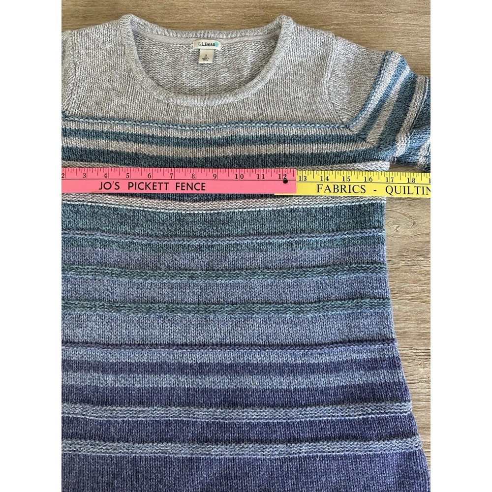 L L Bean Sweater Womens Stripe VTG 90s Heavy Cotton Sweater Cabin Core Size S - Picture 6 of 9